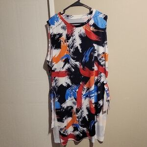 Source Unknown Colorful Brushstroke Midi Dress